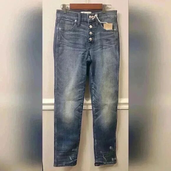 Madewell Slim Straight Distressed Jeans Size 24 - Picture 3 of 15